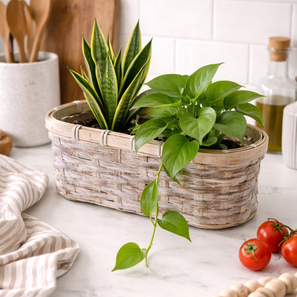 Vintage Dubble Pot Wicker Plant Holder